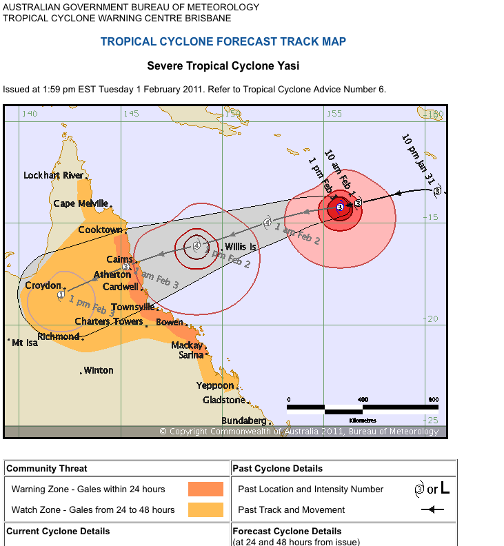 Cyclone yasi map
